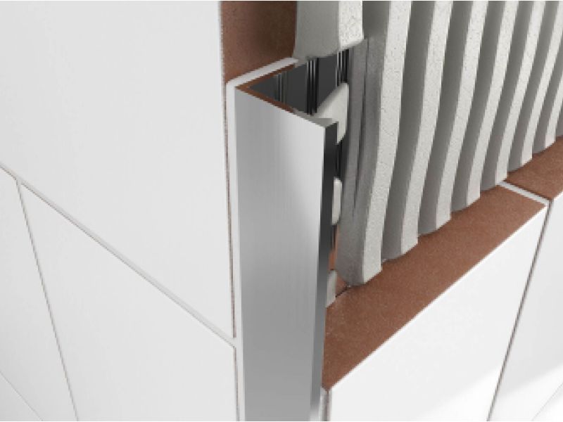 Tile Trim Brushed Chrome Square Edge 8mm